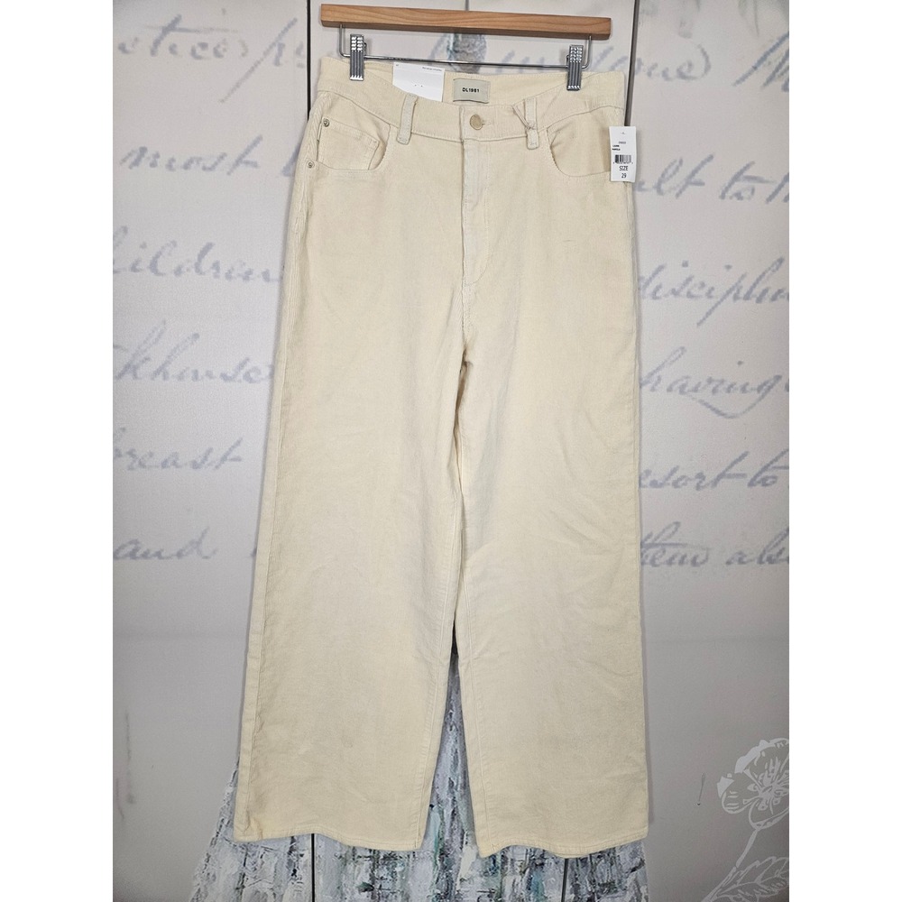 DL1961 Hepburn‎ Wide Leg High Rise Corduroy Jeans Manilla Cream Size 29